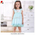 wholesale girl's blue embroidered ruffle dress